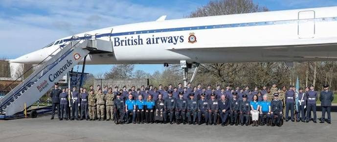 The squadron formed up in front of Concorde at Brooklands Museum